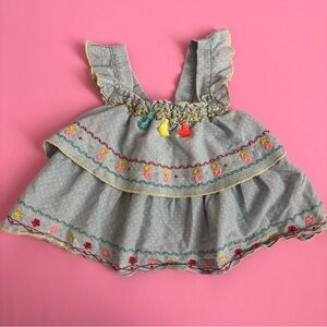 Little Lass Toddler Girls Ruffle Straps Polka Dot & Flowers Top Size 2T